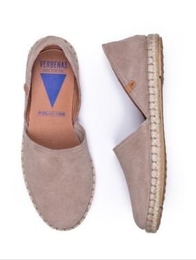 Verbenas Blue Leather Carmen Suede Slip On Espadrilles Womens Size 38 EU